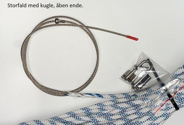 Halyard with hook. Wire with open end.