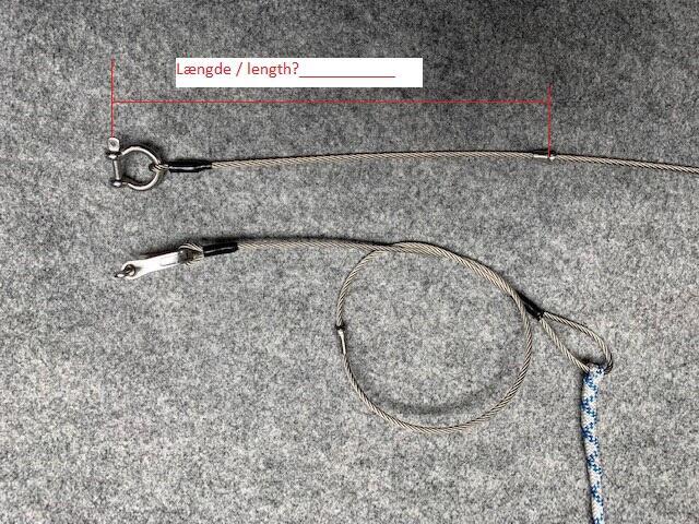 Halyard, 3mm wire with hook ball, 6mm rope (Yngling)
